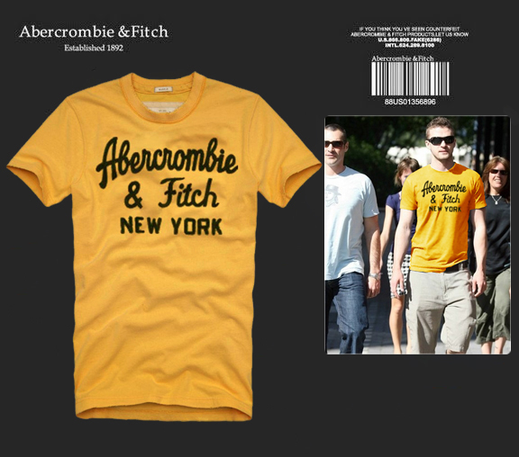 Abercrombie Fitch Hombres De Cuello Redondo Con Gente Fotos Corto Remera AF5628